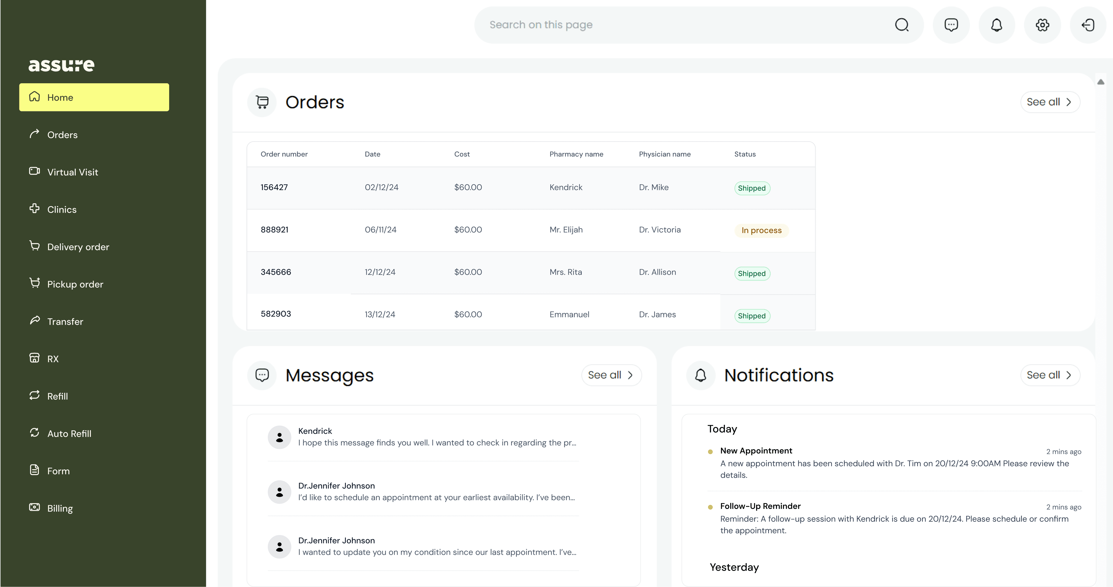 patient dashboard